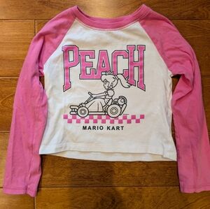 GAP Pink and White Mario Kart Long Sleeve Tee